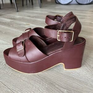 Charlotte Stone RAF platform sandals burgundy, size 9